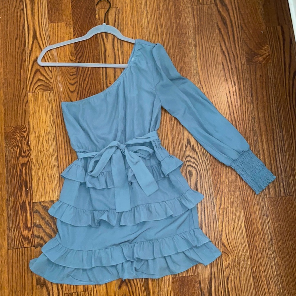 Ruffled one shoulder dress